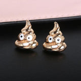 Feces Expression Earring-wear-Beautyholic1.com-Gold-BeautyHolic1.com