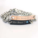 Her King His Queen Bracelets-Beauty-Beautyholic1.com-Black/Rose Gold Heart-BeautyHolic1.com
