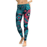 Blue Sugar Skull Leggings-Cloth-Beautyholic1.com-BeautyHolic1.com