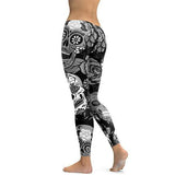 Black & White Sugar Skull Leggings-Cloth-Beautyholic1.com-BeautyHolic1.com