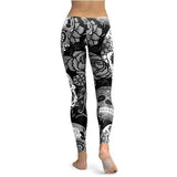 Black & White Sugar Skull Leggings-Cloth-Beautyholic1.com-BeautyHolic1.com