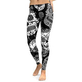 Black & White Sugar Skull Leggings-Cloth-Beautyholic1.com-BeautyHolic1.com