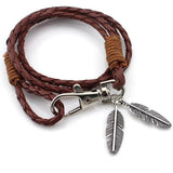 Feather Multiwrap Leather Bracelet-Beauty & Fashion-Beautyholic1.com-Brown-BeautyHolic1.com